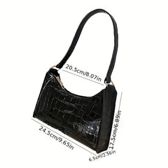 Embossed Baguette Bag Solid Shoulder Bag Women's PU Leather Handbag