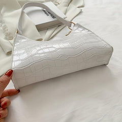 Embossed Baguette Bag Solid Shoulder Bag Women's PU Leather Handbag