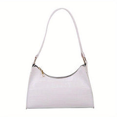 Embossed Baguette Bag Solid Shoulder Bag Women's PU Leather Handbag