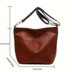 Vintage Crossbody Bag Large Capacity Hobo Bag Faux Leather Shoulder Bag