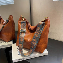 Vintage Crossbody Bag Large Capacity Hobo Bag Faux Leather Shoulder Bag