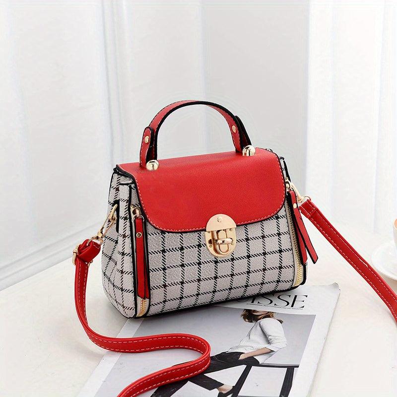 Plaid Pattern Shoulder Bag Crossbody with Adjustable Strap