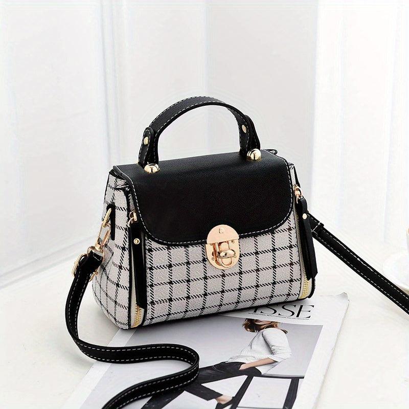 Plaid Pattern Shoulder Bag Crossbody with Adjustable Strap