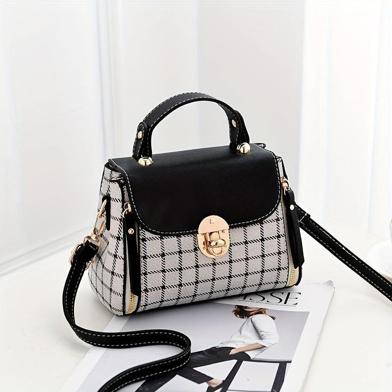 Plaid Pattern Shoulder Bag Crossbody with Adjustable Strap