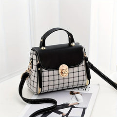 Plaid Pattern Shoulder Bag Crossbody with Adjustable Strap
