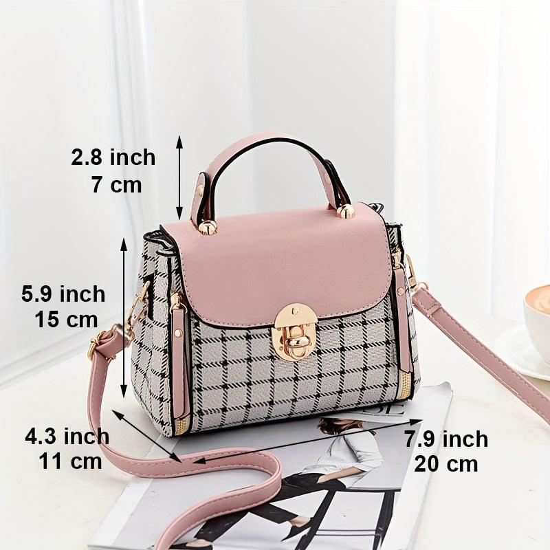 Plaid Pattern Shoulder Bag Crossbody with Adjustable Strap