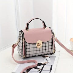 Plaid Pattern Shoulder Bag Crossbody with Adjustable Strap