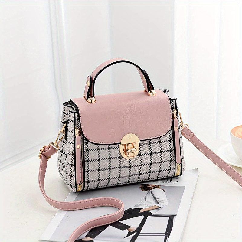 Plaid Pattern Shoulder Bag Crossbody with Adjustable Strap