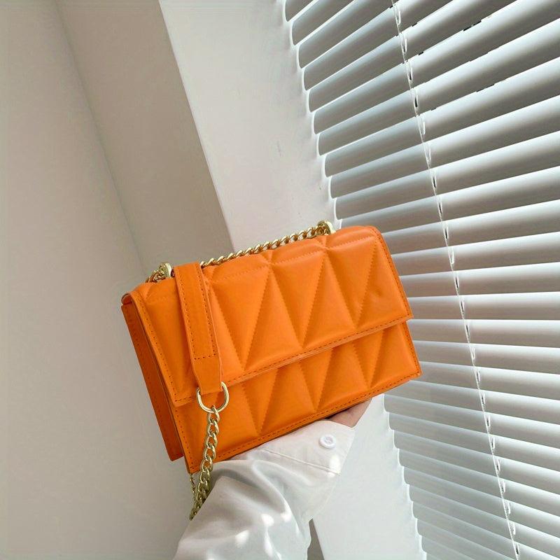 Argyle Quilted Crossbody Bag Chain Shoulder Bag Women's Faux Leather