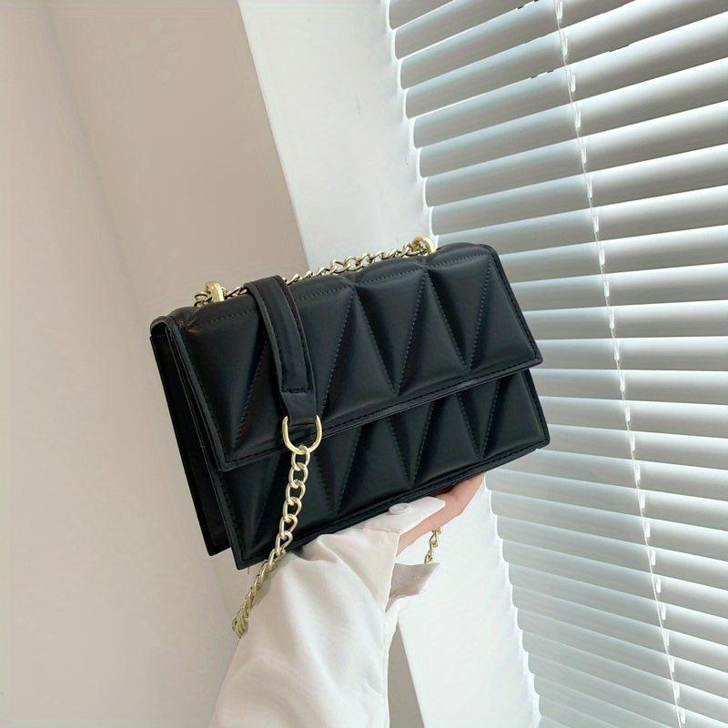 Argyle Quilted Crossbody Bag Chain Shoulder Bag Women's Faux Leather
