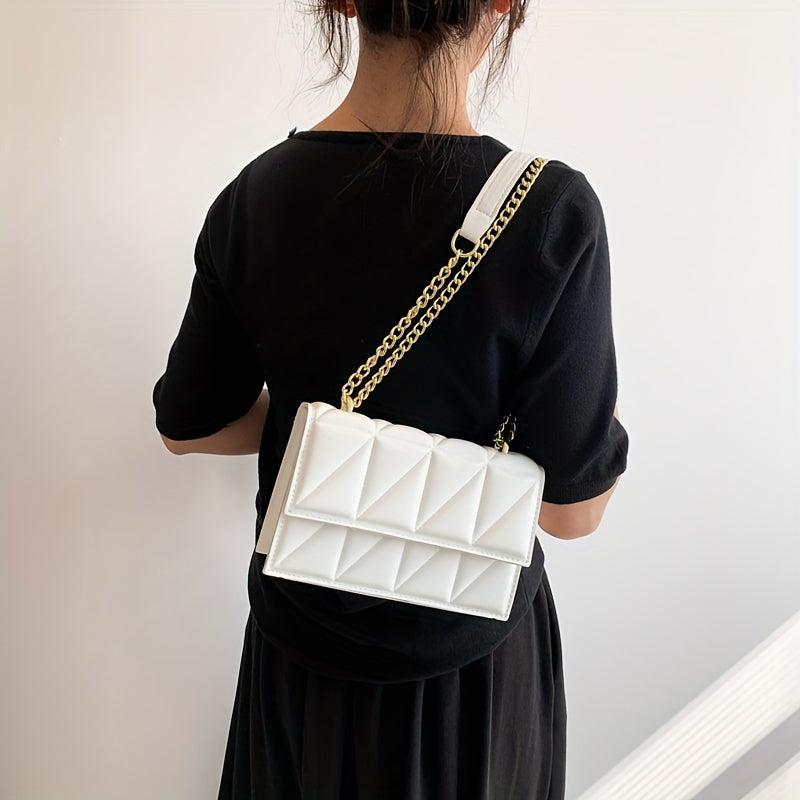Argyle Quilted Crossbody Bag Chain Shoulder Bag Women's Faux Leather