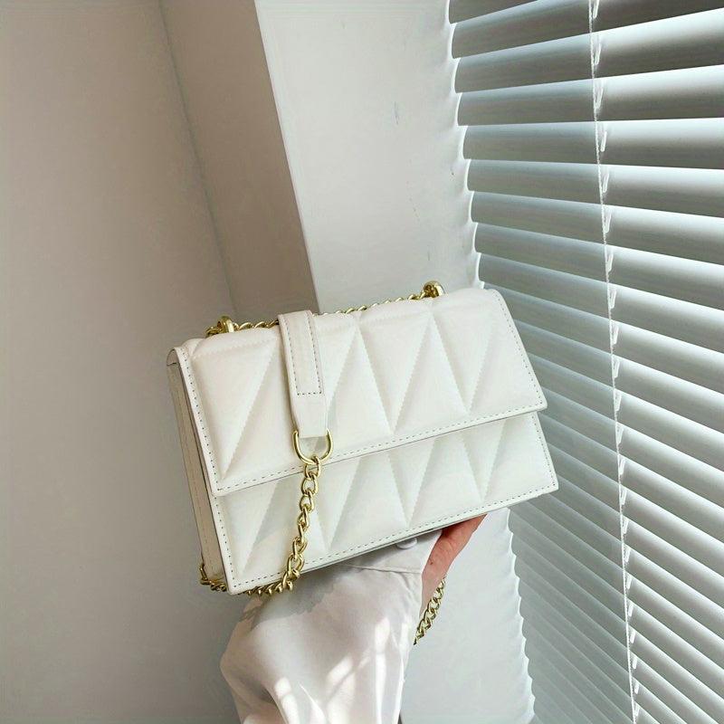 Argyle Quilted Crossbody Bag Chain Shoulder Bag Women's Faux Leather