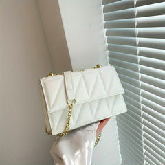 Argyle Quilted Crossbody Bag Chain Shoulder Bag Women's Faux Leather