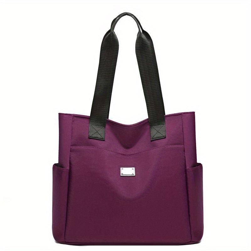 Waterproof Shoulder Bag Solid Versatile Shopping Handbag Large Capacity