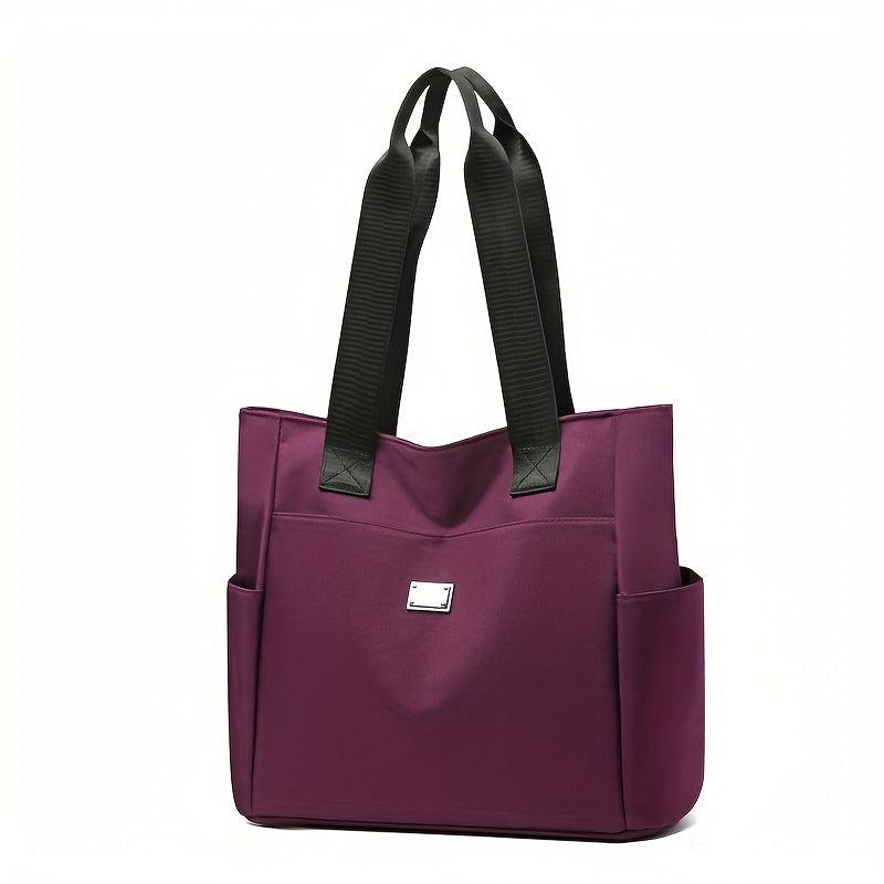 Waterproof Shoulder Bag Solid Versatile Shopping Handbag Large Capacity