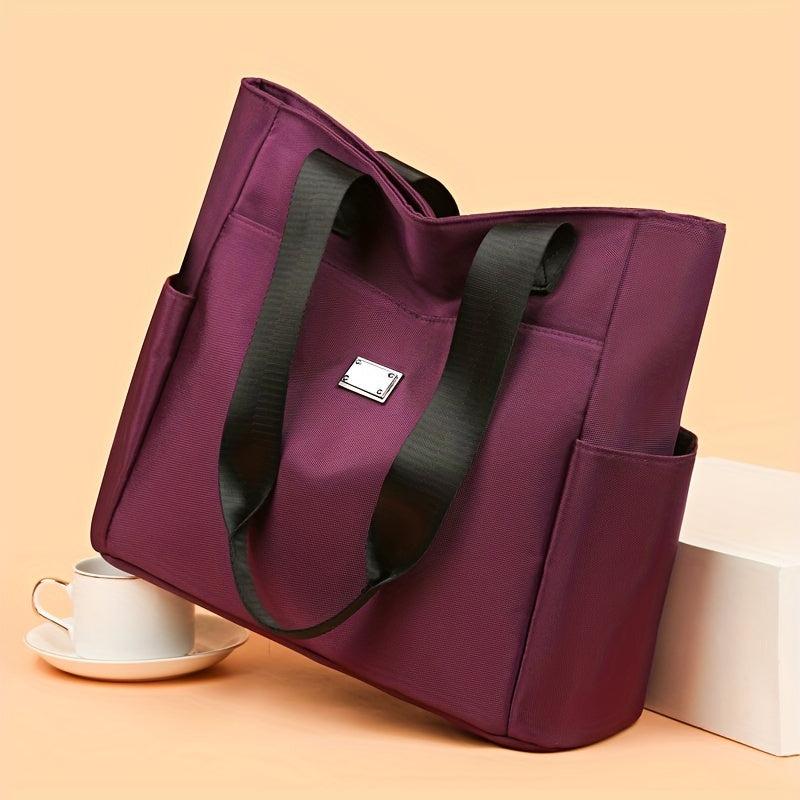 Waterproof Shoulder Bag Solid Versatile Shopping Handbag Large Capacity