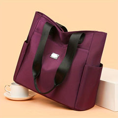 Waterproof Shoulder Bag Solid Versatile Shopping Handbag Large Capacity