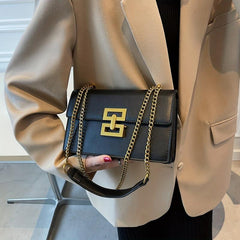 Minimalist Classic Crossbody Bag Square PU Leather Flap Purse Women's