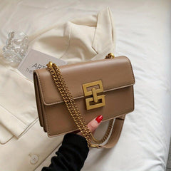 Minimalist Classic Crossbody Bag Square PU Leather Flap Purse Women's