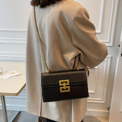 Minimalist Classic Crossbody Bag Square PU Leather Flap Purse Women's