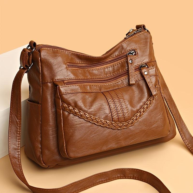 Braided Zipper Shoulder Bag Crossbody Bag Women