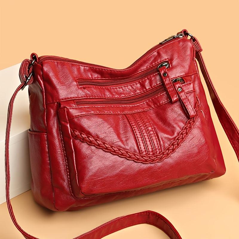 Braided Zipper Shoulder Bag Crossbody Bag Women