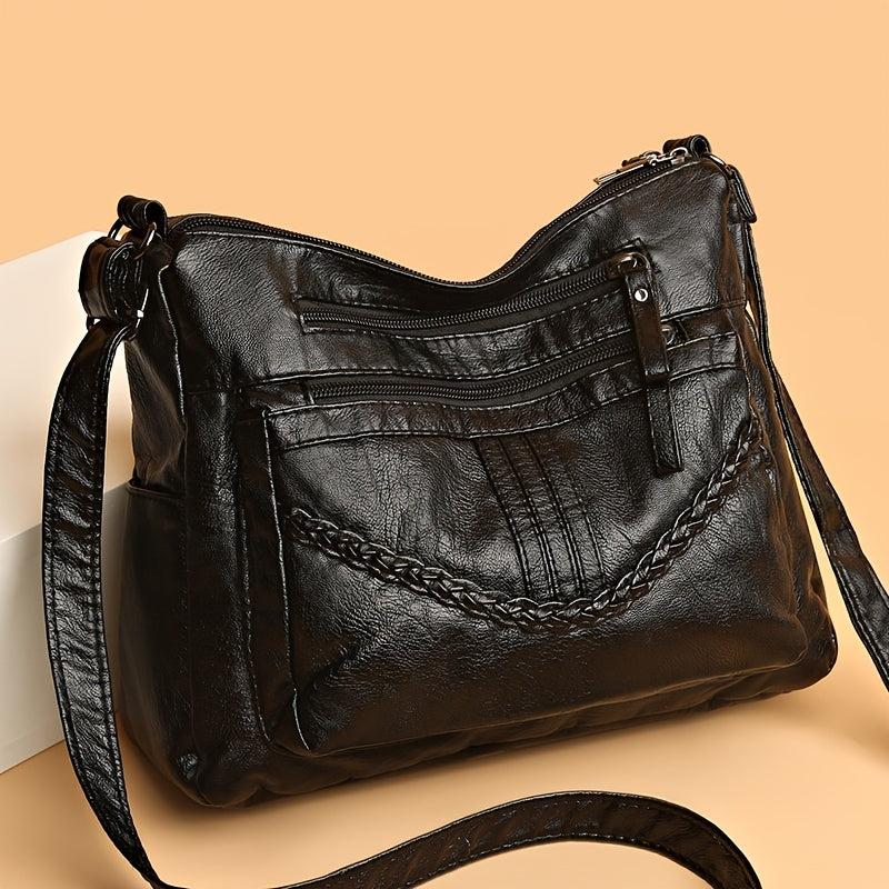 Braided Zipper Shoulder Bag Crossbody Bag Women