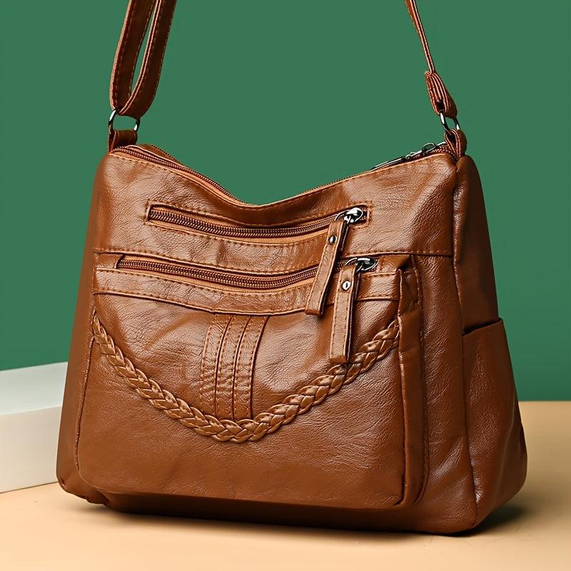 Braided Zipper Shoulder Bag Crossbody Bag Women