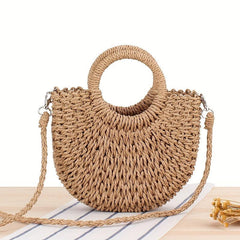 Straw Woven Crossbody Bag Decorative Shoulder Bag Summer Beach Bag