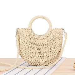 Straw Woven Crossbody Bag Decorative Shoulder Bag Summer Beach Bag