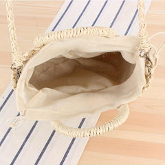 Straw Woven Crossbody Bag Decorative Shoulder Bag Summer Beach Bag