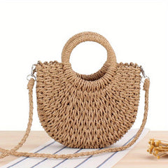 Straw Woven Crossbody Bag Decorative Shoulder Bag Summer Beach Bag