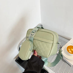 Solid Quilted Crossbody Bag Large Capacity Casual Shoulder Bag