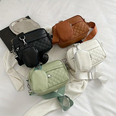 Solid Quilted Crossbody Bag Large Capacity Casual Shoulder Bag