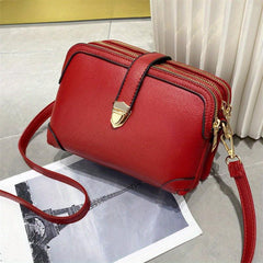 Faux Leather Shoulder Bag Zipper Purse Casual Shoulder Bag