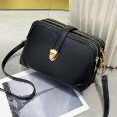 Faux Leather Shoulder Bag Zipper Purse Casual Shoulder Bag