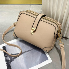 Faux Leather Shoulder Bag Zipper Purse Casual Shoulder Bag