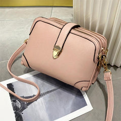Faux Leather Shoulder Bag Zipper Purse Casual Shoulder Bag