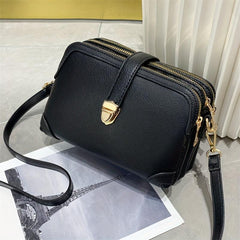 Faux Leather Shoulder Bag Zipper Purse Casual Shoulder Bag
