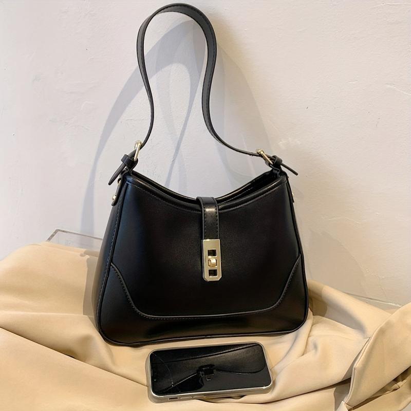 Vintage Shoulder Bag Underarm Purse Faux Leather Handbag