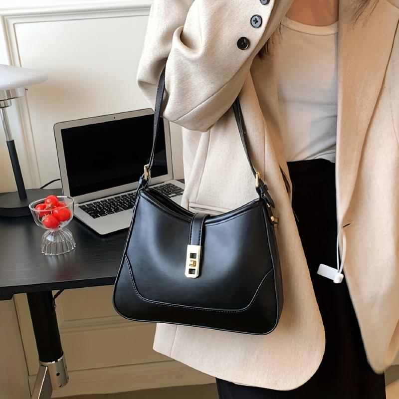 Vintage Shoulder Bag Underarm Purse Faux Leather Handbag