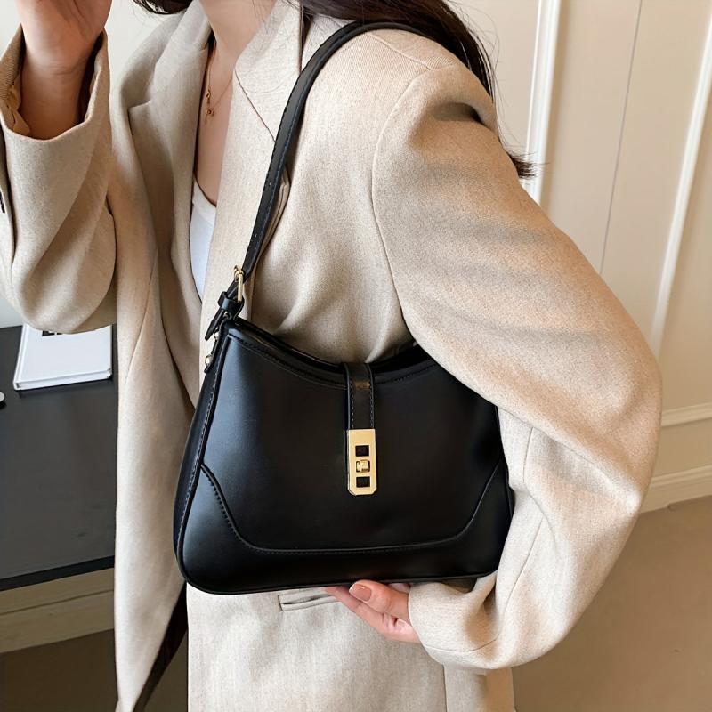 Vintage Shoulder Bag Underarm Purse Faux Leather Handbag