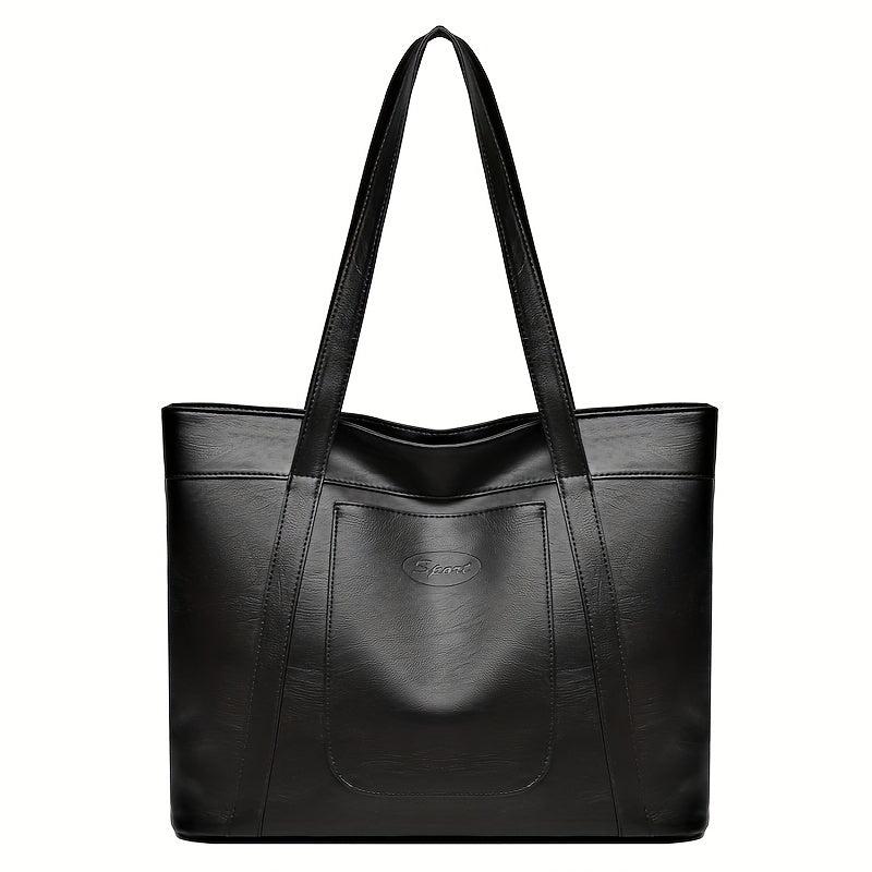 Vintage Faux Leather Tote Bag Large Capacity Shoulder Bag Handbags