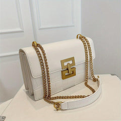 Quilted Flap Crossbody Bag with Metal Lock Chain for Women