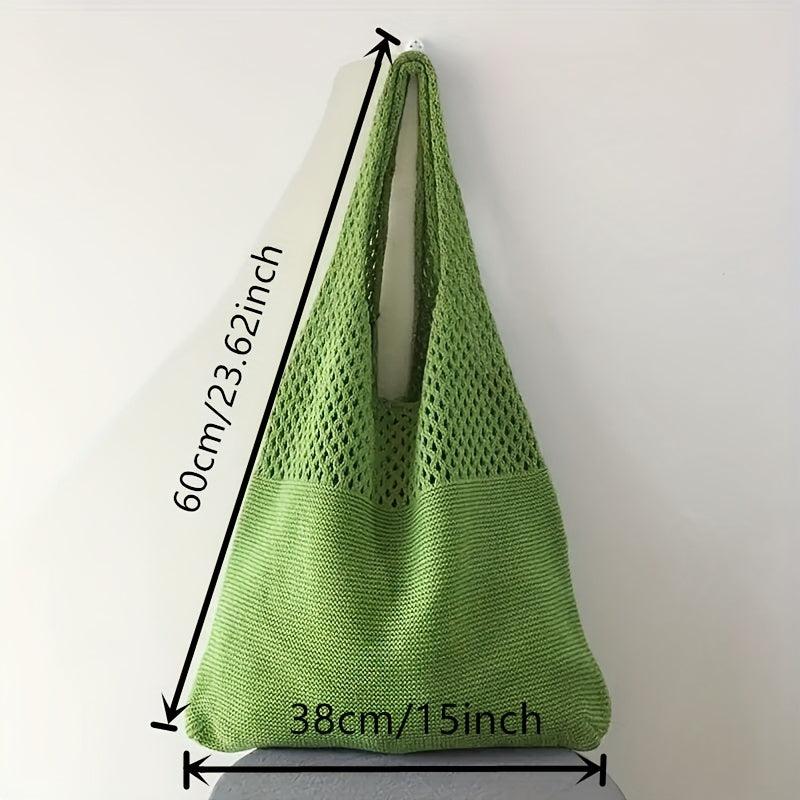Retro Hollow Crochet Bag Large Capacity Shopping Bag Women's Woven Shoulder Bag