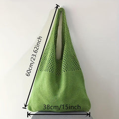 Retro Hollow Crochet Bag Large Capacity Shopping Bag Women's Woven Shoulder Bag