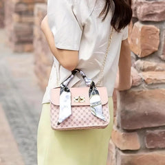 Polka Dot Print Crossbody Bag with Small Scarf
