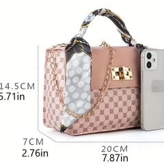 Polka Dot Print Crossbody Bag with Small Scarf
