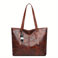 Vintage Patchwork Tote Bag Shoulder Handbag Large Capacity PU Leather