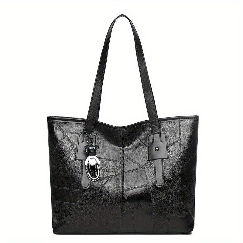 Vintage Patchwork Tote Bag Shoulder Handbag Large Capacity PU Leather